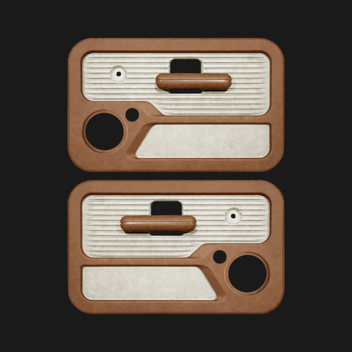 Morgan's Signature front door panels for a 1968-1972 Ford F-Series, Kodiak leather with Luna inserts